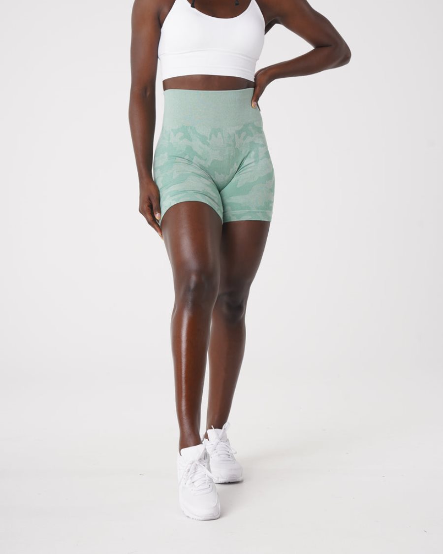 Green Women's NVGTN Camo Seamless Shorts Dubai | t1PzfUjN