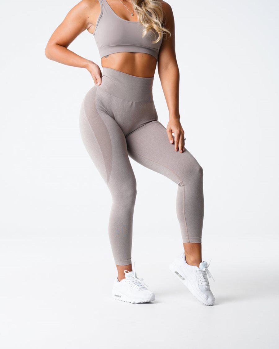 Grey Brown Women's NVGTN Contour Seamless Leggings Dubai | ZEQVIW7v