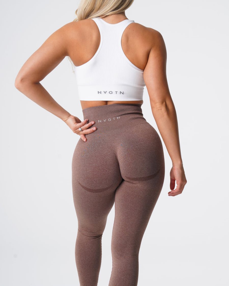 Grey Brown Women's NVGTN Contour Seamless Leggings Dubai | f9FkmF28