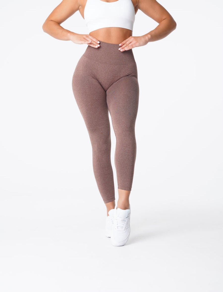 Grey Brown Women's NVGTN Curve Seamless Leggings Dubai | MY2IDeGY