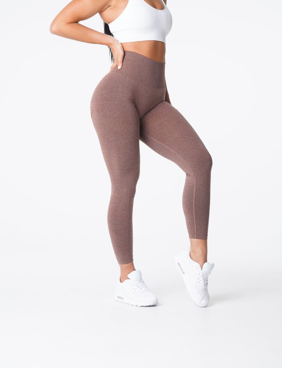 Grey Brown Women's NVGTN Curve Seamless Leggings Dubai | MY2IDeGY