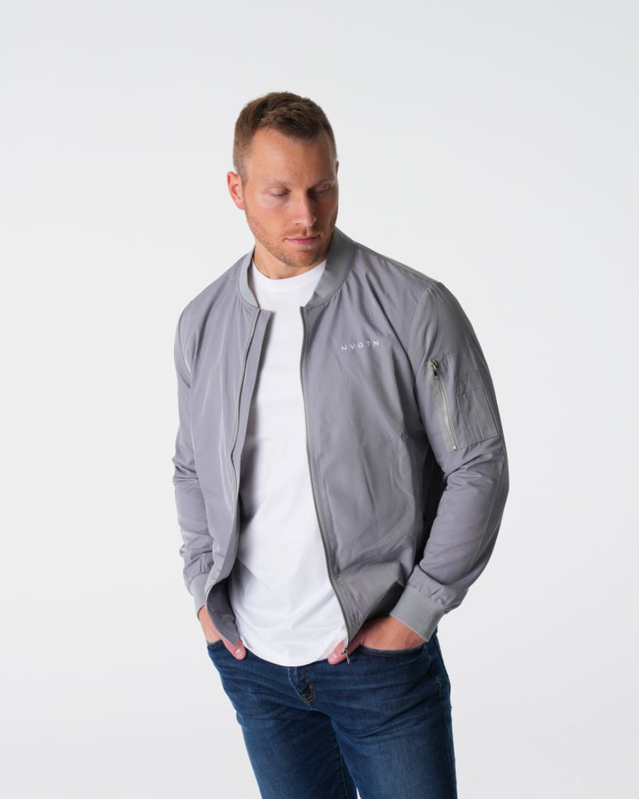 Grey Men's NVGTN Bomber Jackets Dubai | 3lDDZr1F