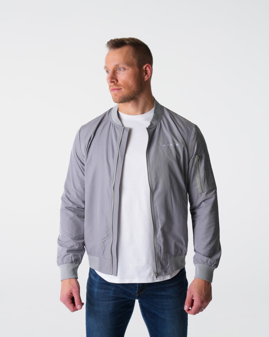 Grey Men\'s NVGTN Bomber Jackets Dubai | 3lDDZr1F