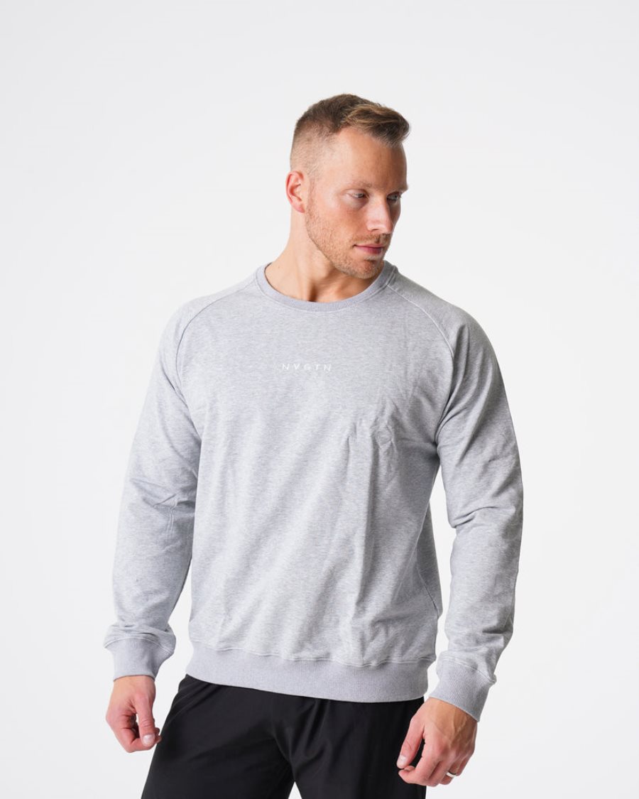 Grey Men's NVGTN Crew Neck Sweatshirts Dubai | moLxzTXi