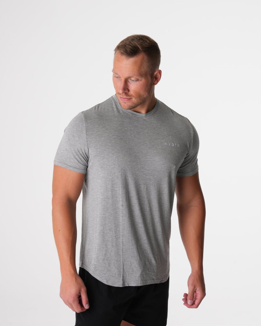 Grey Men's NVGTN Tech Fitted T Shirts Dubai | 1zduoM3q