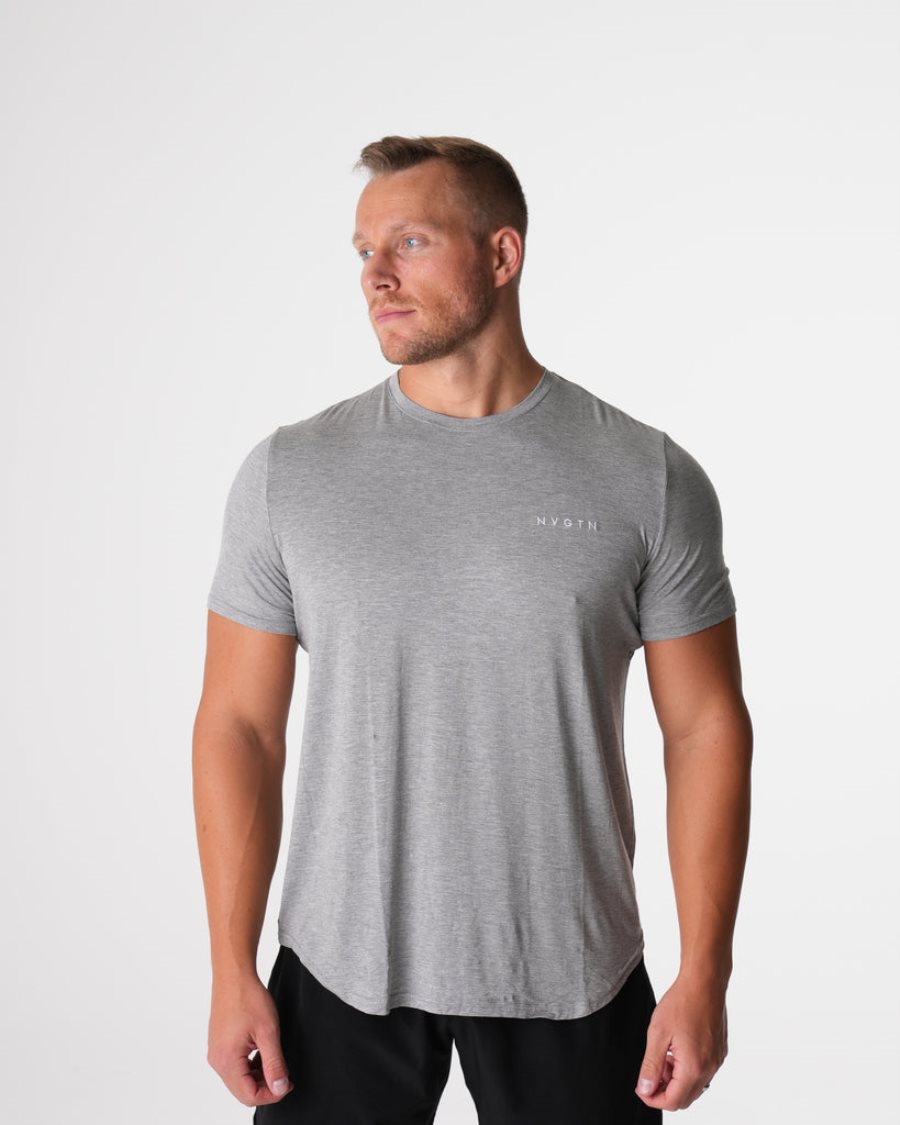 Grey Men\'s NVGTN Tech Fitted T Shirts Dubai | 1zduoM3q