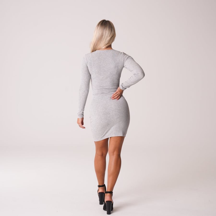 Grey Women's NVGTN Easy Daze Ribbed Midi Dress Dubai | 06n1HwKm