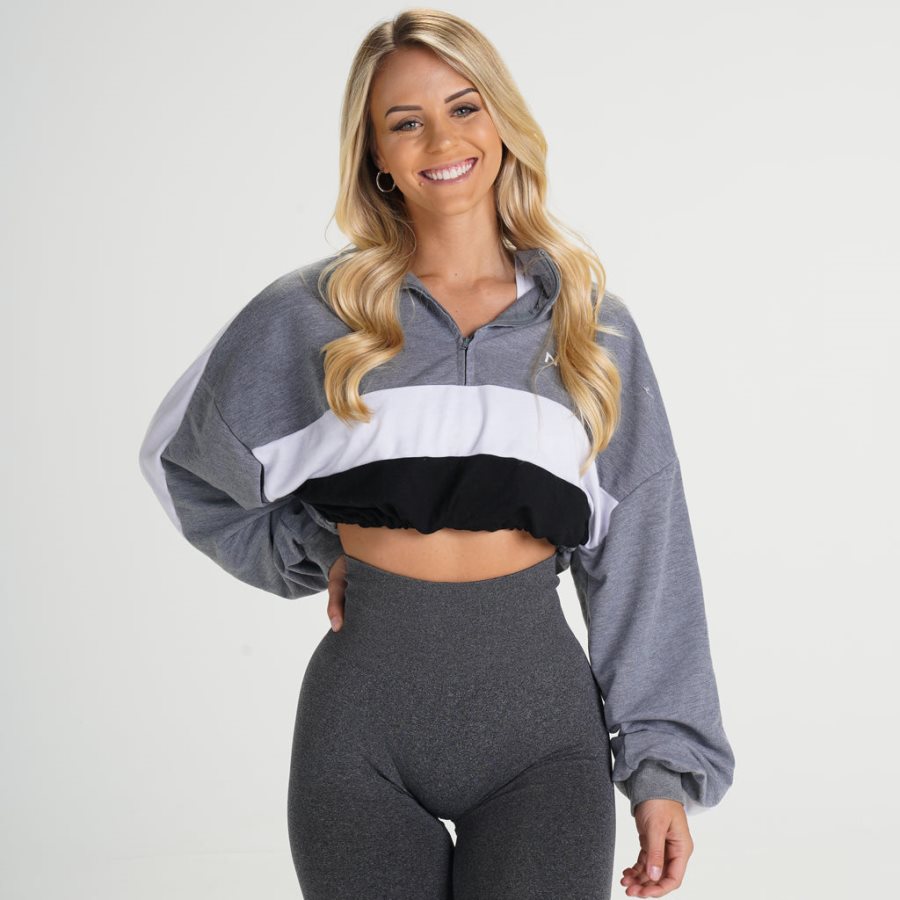 Grey Women\'s NVGTN Oversized Cropped Pullover Dubai | I8znreXc