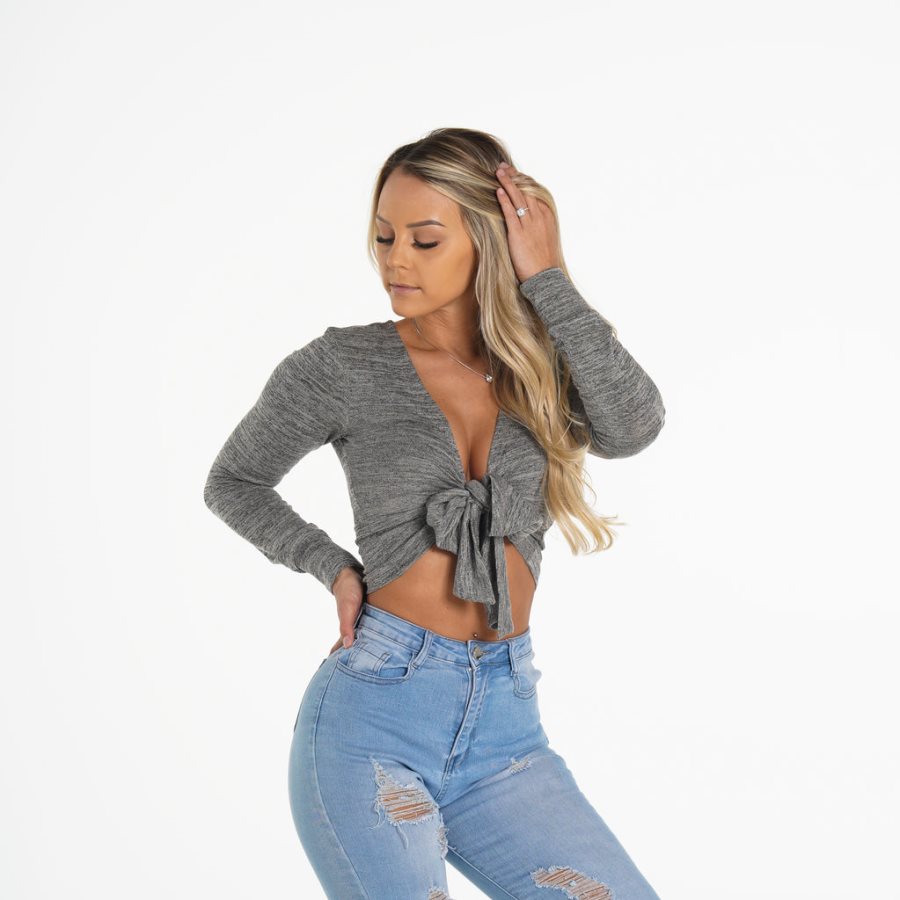 Grey Women's NVGTN Wrap Tops Dubai | AUhTfnFQ