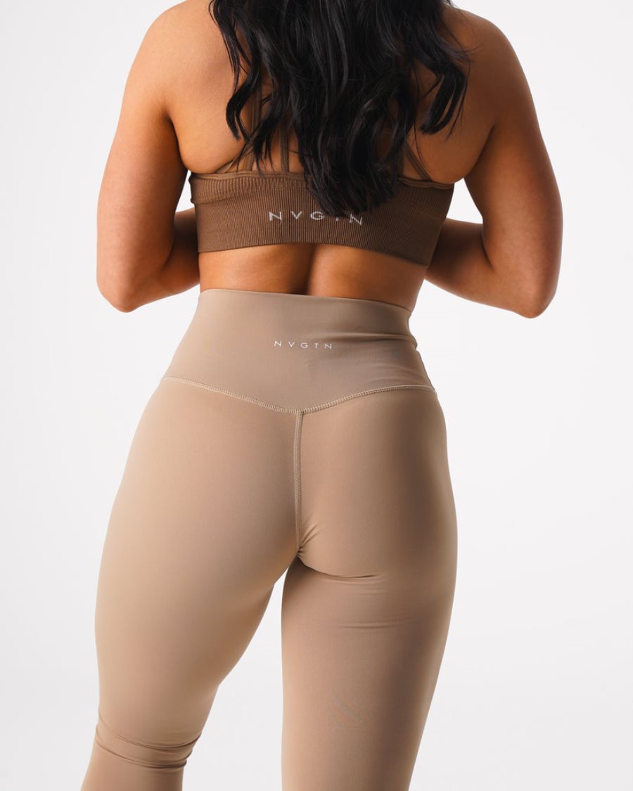 Khaki Women's NVGTN Signature 2.0 Leggings Dubai | rUaicucQ