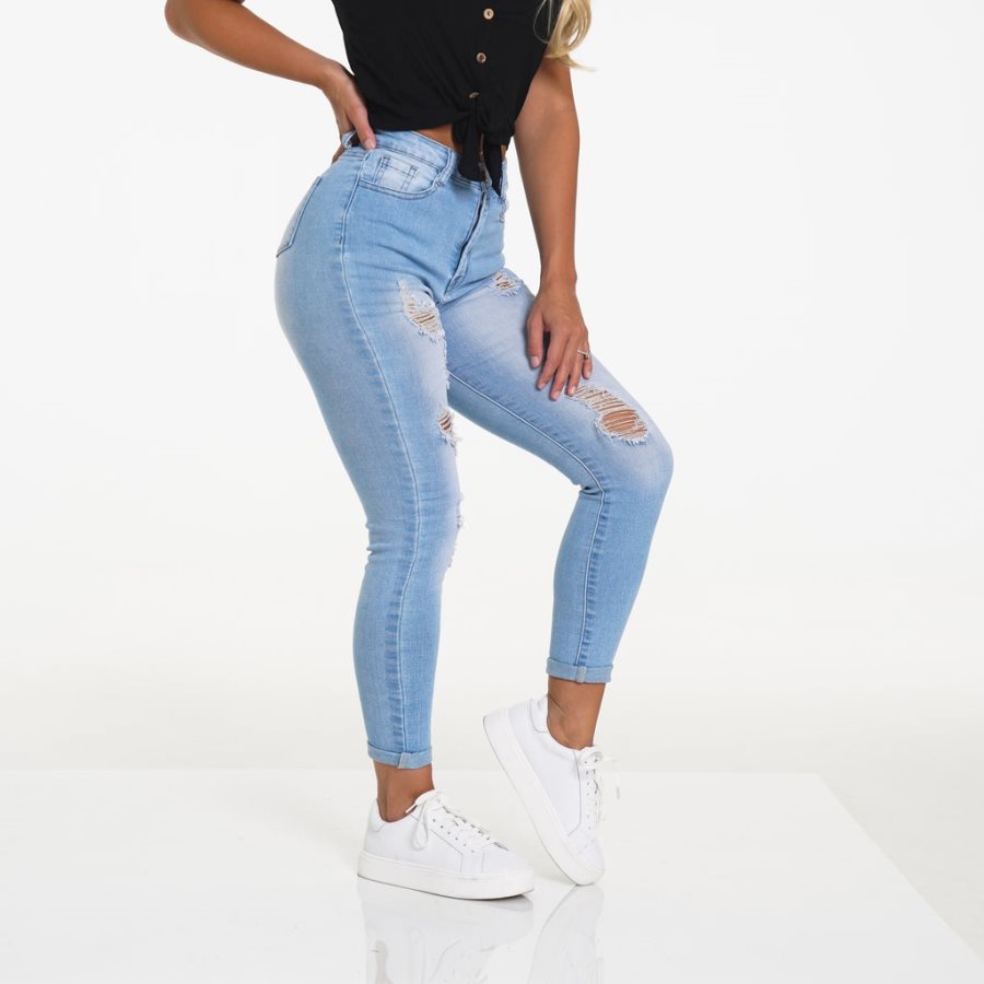 Light Blue Women's NVGTN Navishape Ripped Jeans Dubai | Raq5590Y