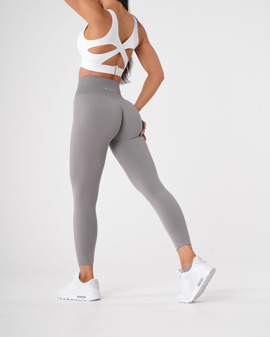 Light Grey Women\'s NVGTN Solid Seamless Leggings Dubai | UzMlh1k6