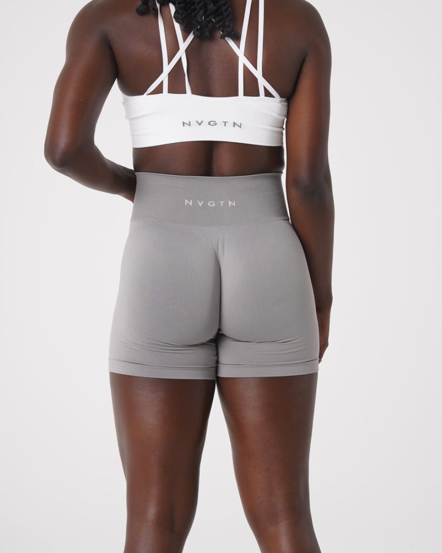 Light Grey Women's NVGTN Solid Seamless Shorts Dubai | ipuwGBKH