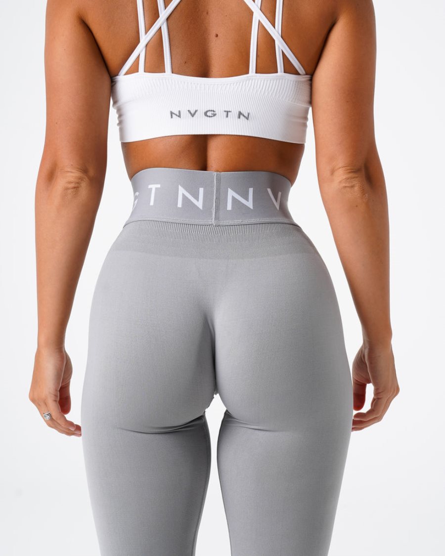 Light Grey Women's NVGTN Sport Seamless Leggings Dubai | m4KcjiAM