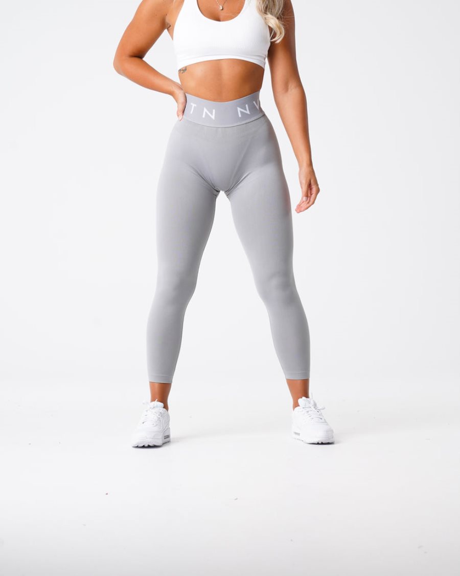 Light Grey Women's NVGTN Sport Seamless Leggings Dubai | m4KcjiAM