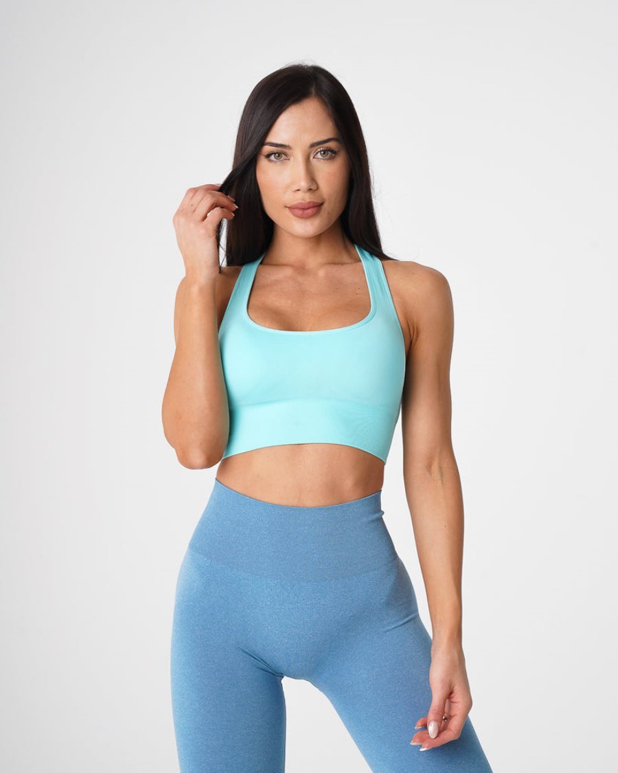 Light Turquoise Women\'s NVGTN Ignite Seamless Sports Bra Dubai | AKXh56cr