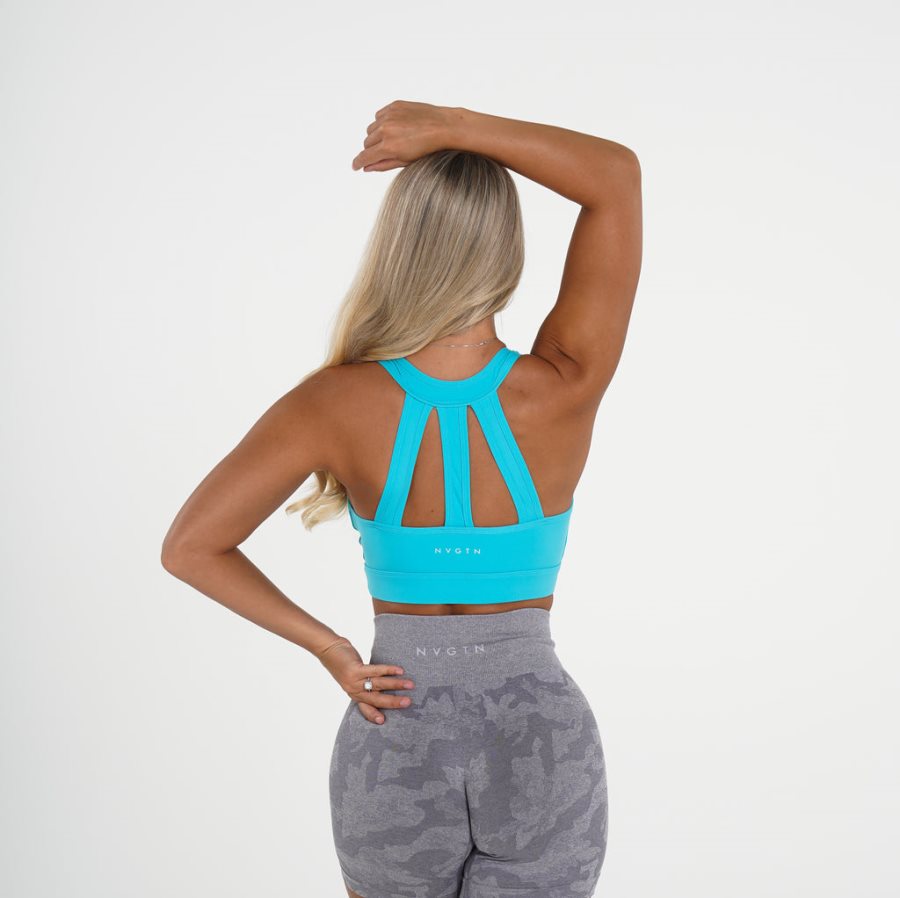 Light Turquoise Women's NVGTN Trio Sports Bra Dubai | 8lPxfWR9