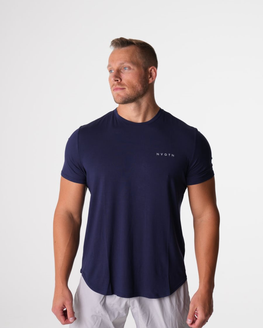 Navy Men\'s NVGTN Tech Fitted T Shirts Dubai | YfeAISpX