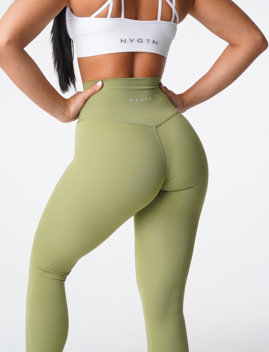 Olive Women's NVGTN Signature 2.0 Leggings Dubai | DmVnuPrX