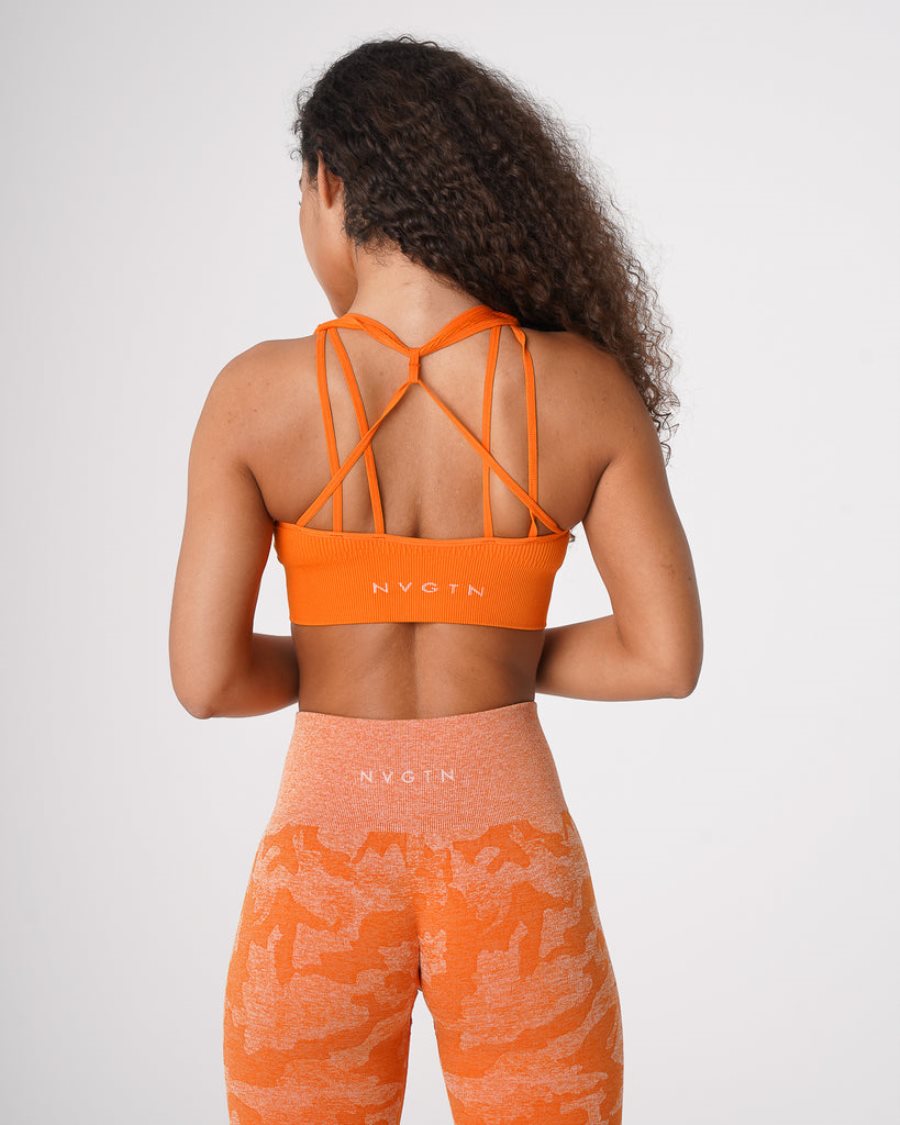 Orange Women\'s NVGTN Galaxy Ribbed Seamless Sports Bra Dubai | CClLljYl