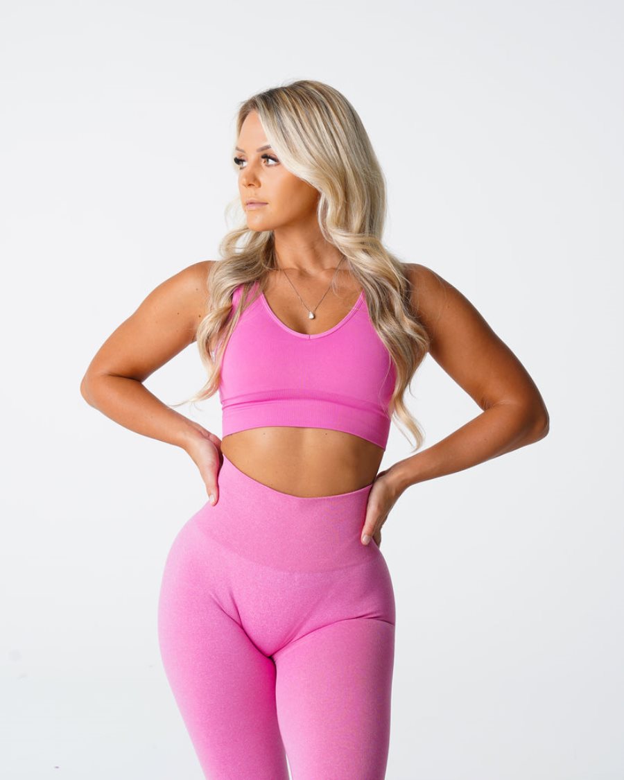 Pink Women's NVGTN Elevate Seamless Sports Bra Dubai | N98OCQLb