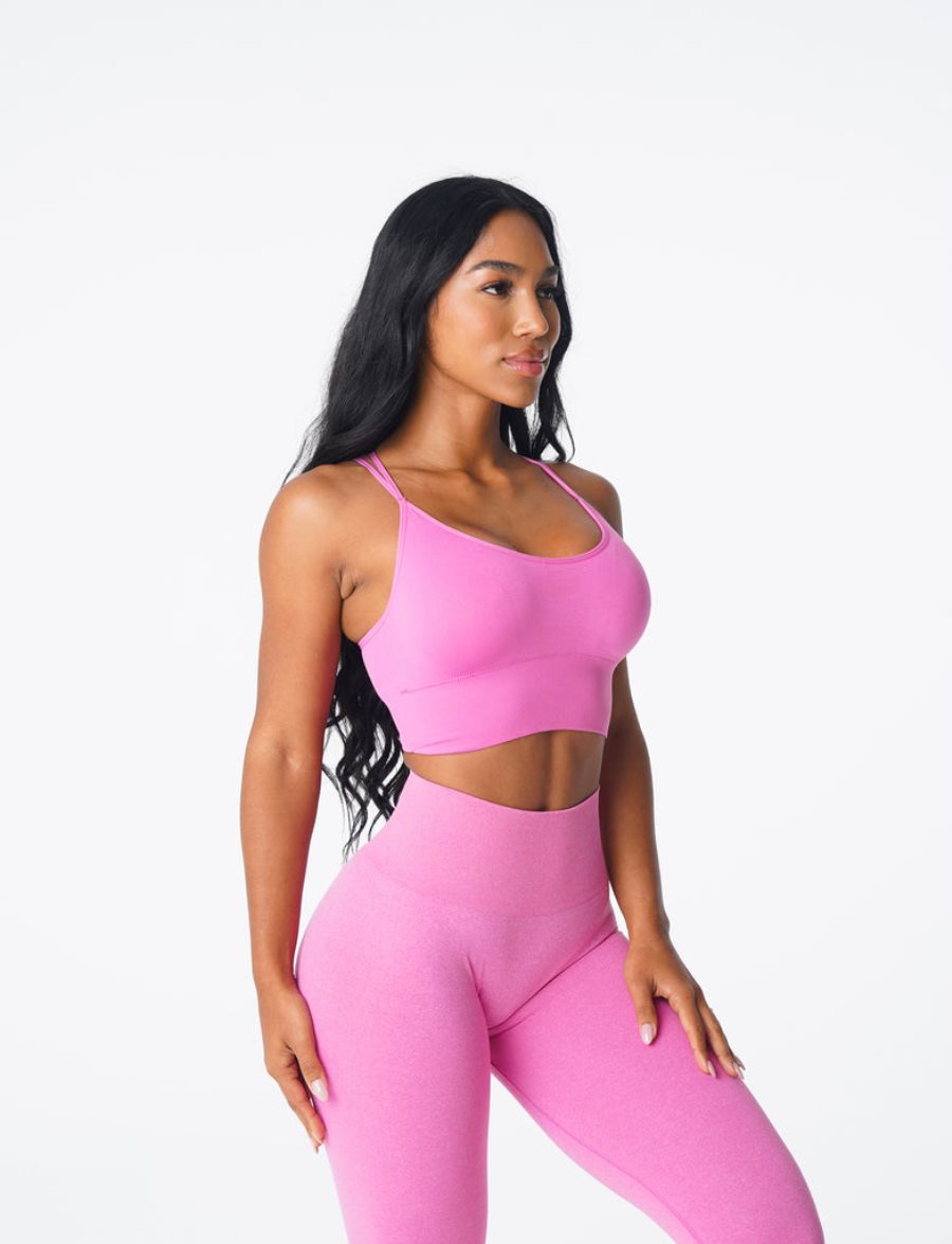 Pink Women's NVGTN Flourish Seamless Sports Bra Dubai | 55TQxJjL