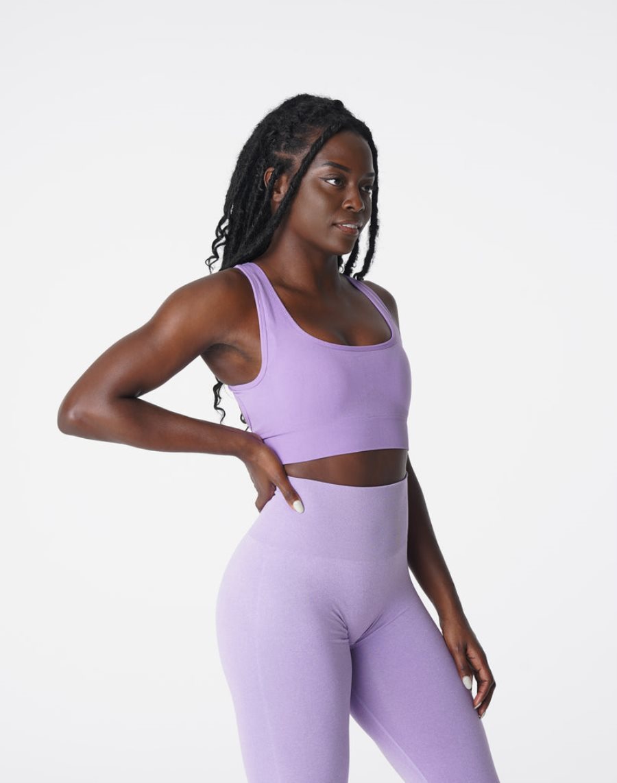 Purple Women's NVGTN Eclipse Seamless Sports Bra Dubai | KIoRbCCh