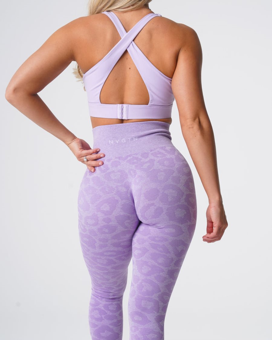 Purple Women's NVGTN Leopard Seamless Leggings Dubai | AHfLTeK5