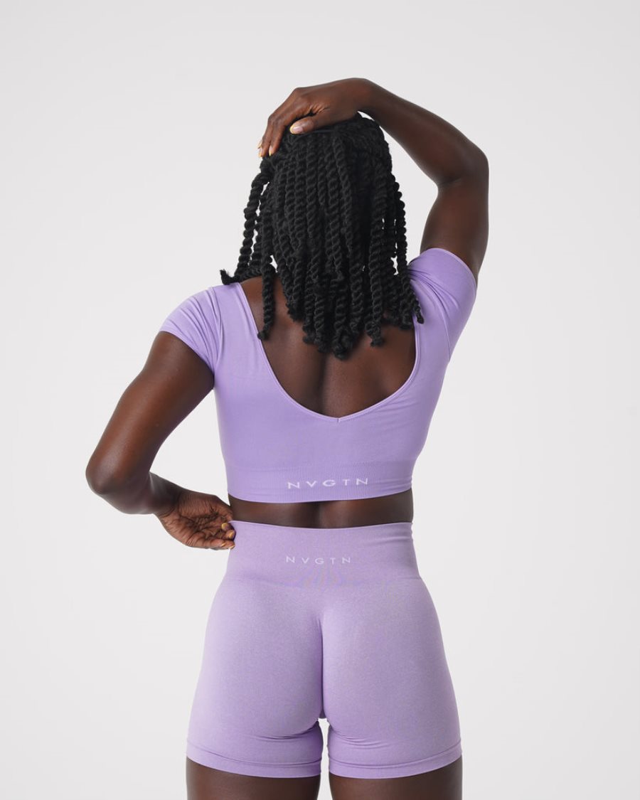 Purple Women's NVGTN Serene Seamless Sports Bra Dubai | fyaMK5kb