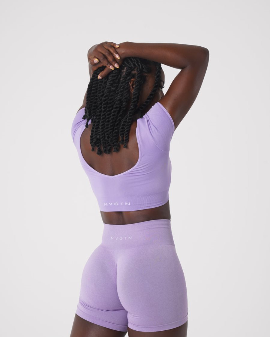 Purple Women's NVGTN Serene Seamless Sports Bra Dubai | fyaMK5kb