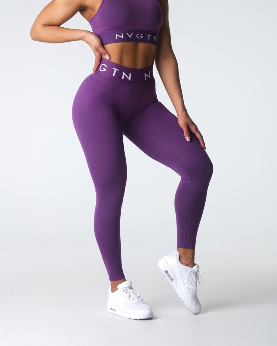 Purple Women's NVGTN Sport Seamless Leggings Dubai | nm1Hh6Hd