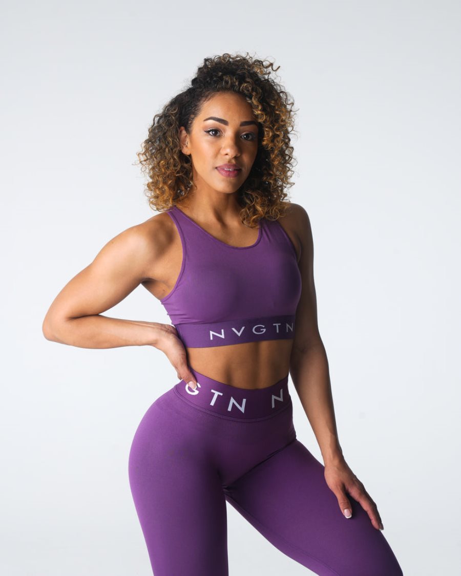 Purple Women's NVGTN Trilogy Sport Seamless Sports Bra Dubai | n5mAKssU