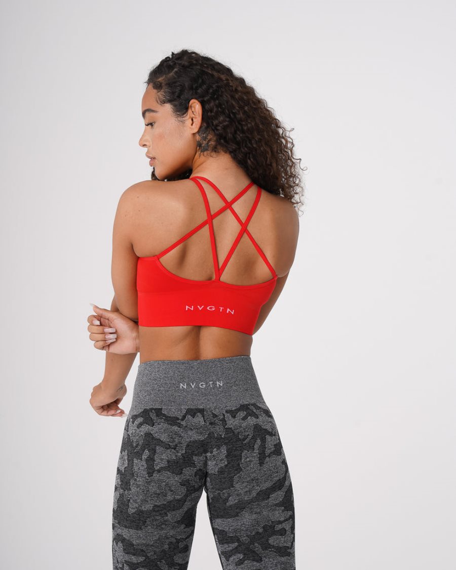 Red Women's NVGTN Flourish Seamless Sports Bra Dubai | 1MccSboO