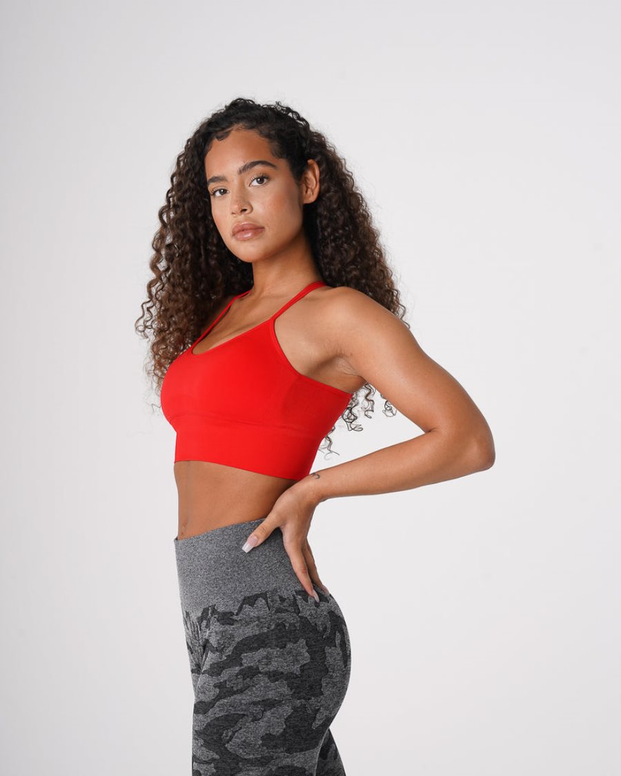 Red Women's NVGTN Flourish Seamless Sports Bra Dubai | 1MccSboO