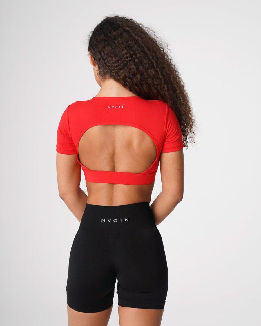 Red Women's NVGTN Open Back T Shirts Dubai | 7ln0FHwe