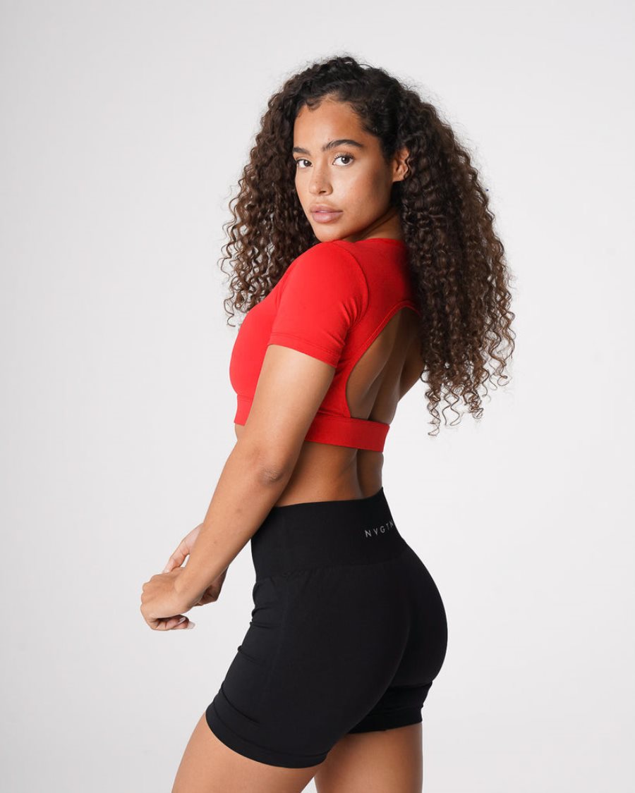 Red Women's NVGTN Open Back T Shirts Dubai | 7ln0FHwe