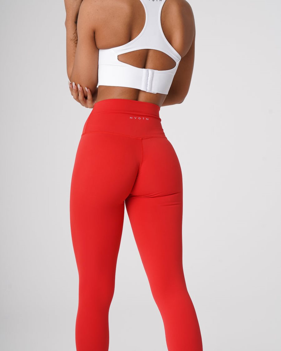 Red Women's NVGTN Signature 2.0 Leggings Dubai | 94nCiBOE