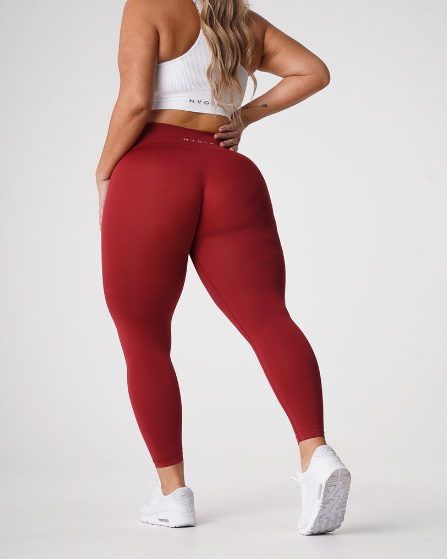 Red Women's NVGTN Solid Seamless Leggings Dubai | OTUvDnVw