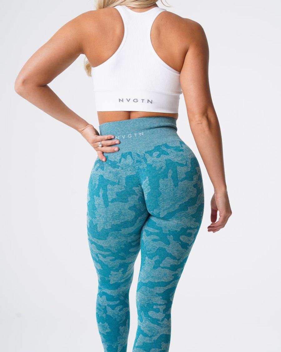 Turquoise Women's NVGTN Camo Seamless Leggings Dubai | j4zJ5zjx