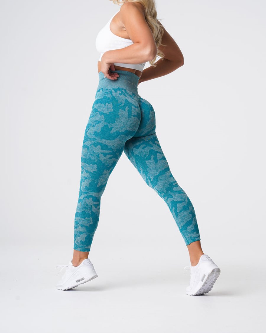 Turquoise Women's NVGTN Camo Seamless Leggings Dubai | j4zJ5zjx