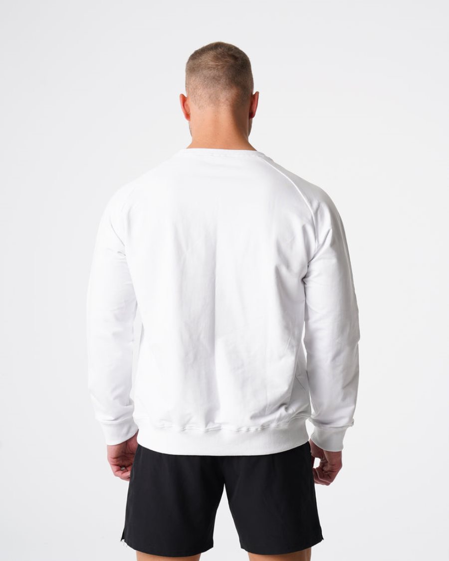 White Men's NVGTN Crew Neck Sweatshirts Dubai | 35pFqt53