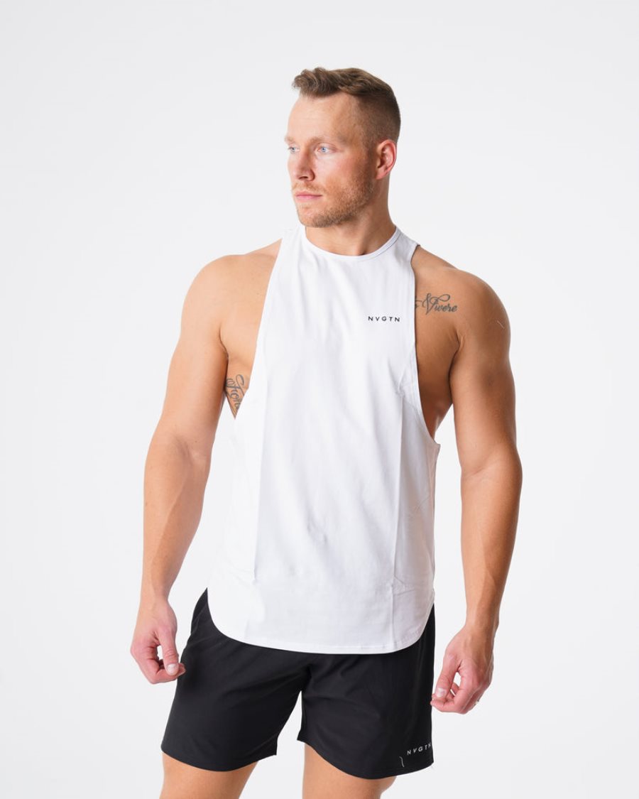 White Men's NVGTN Pulse Edge Tanks Dubai | 7GfVfHQN