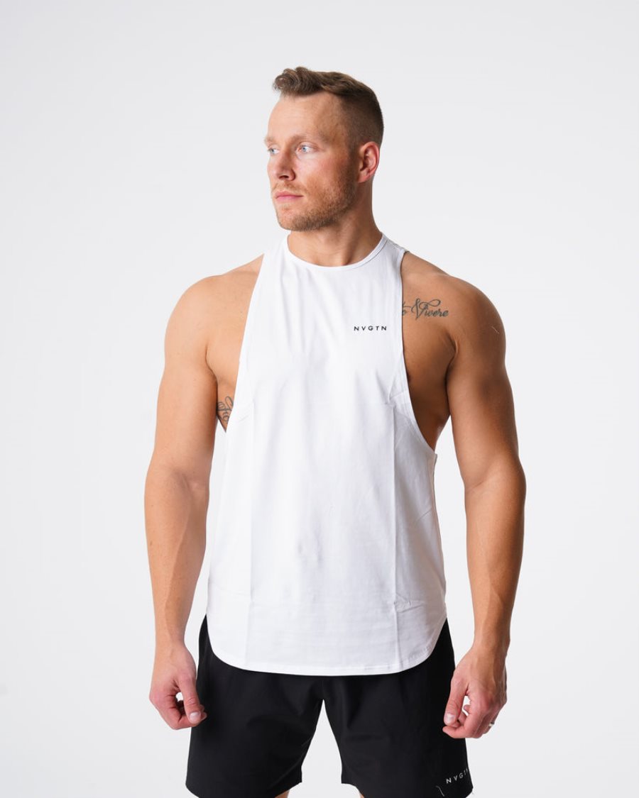 White Men\'s NVGTN Pulse Edge Tanks Dubai | 7GfVfHQN