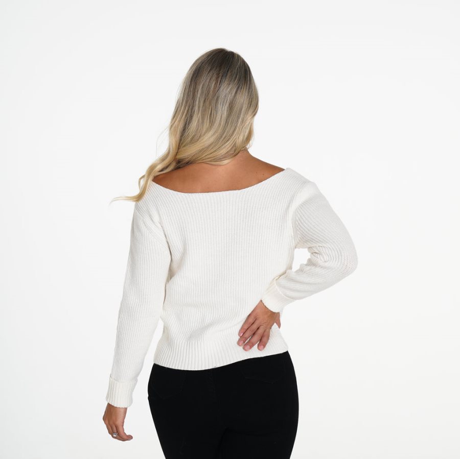 White Women's NVGTN Cuddle Up Knit Sweaters Dubai | QHKJsSKp