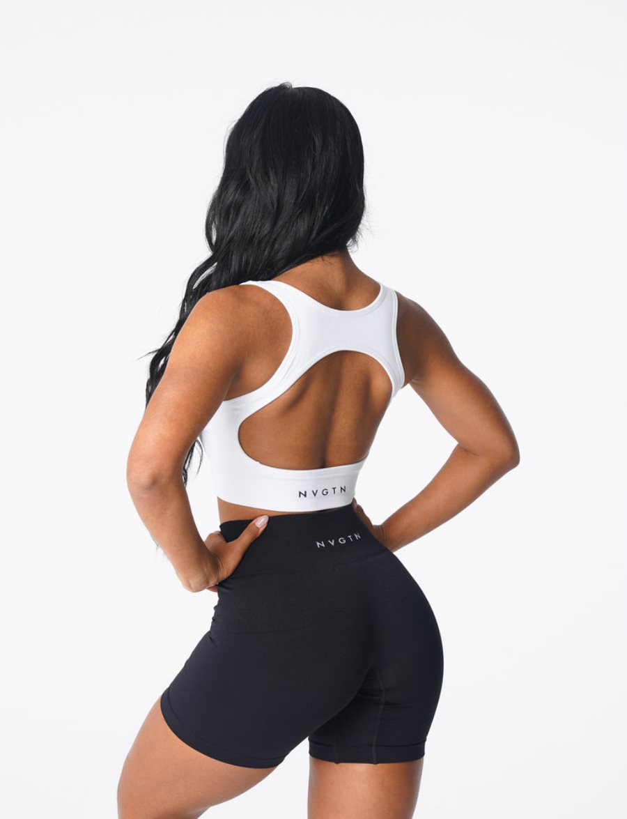 White Women\'s NVGTN Eclipse Seamless Sports Bra Dubai | YQPw8ZYV