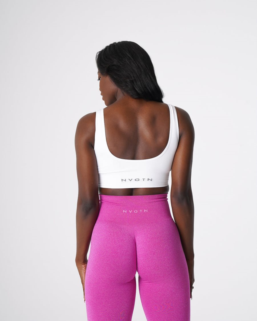 White Women's NVGTN Elevate Seamless Sports Bra Dubai | JlxfgerP