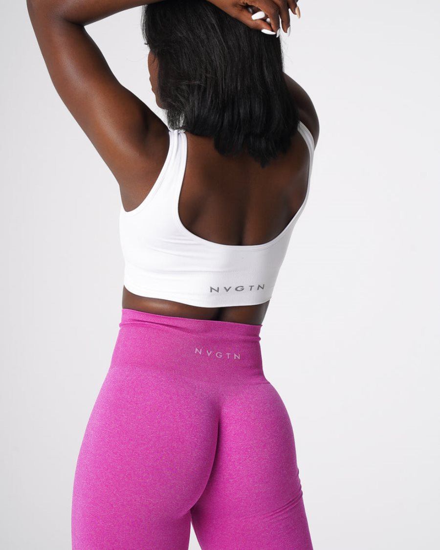 White Women's NVGTN Elevate Seamless Sports Bra Dubai | JlxfgerP