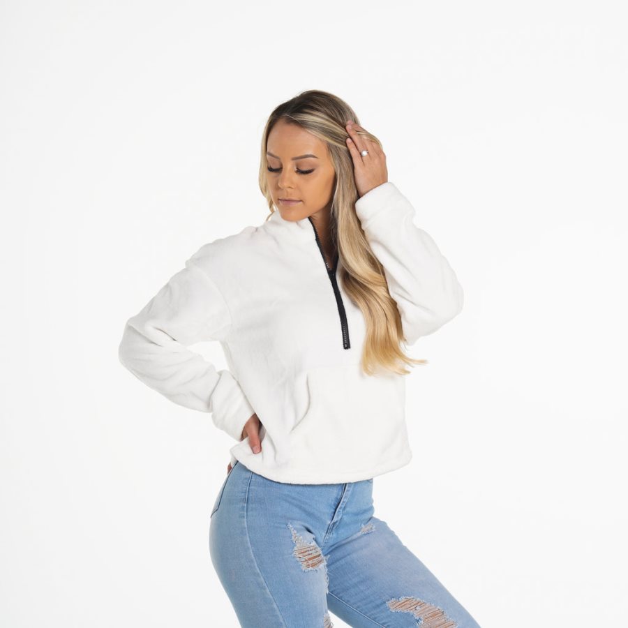 White Women's NVGTN Full Length Teddy Fleece Dubai | Kv7wcp3w