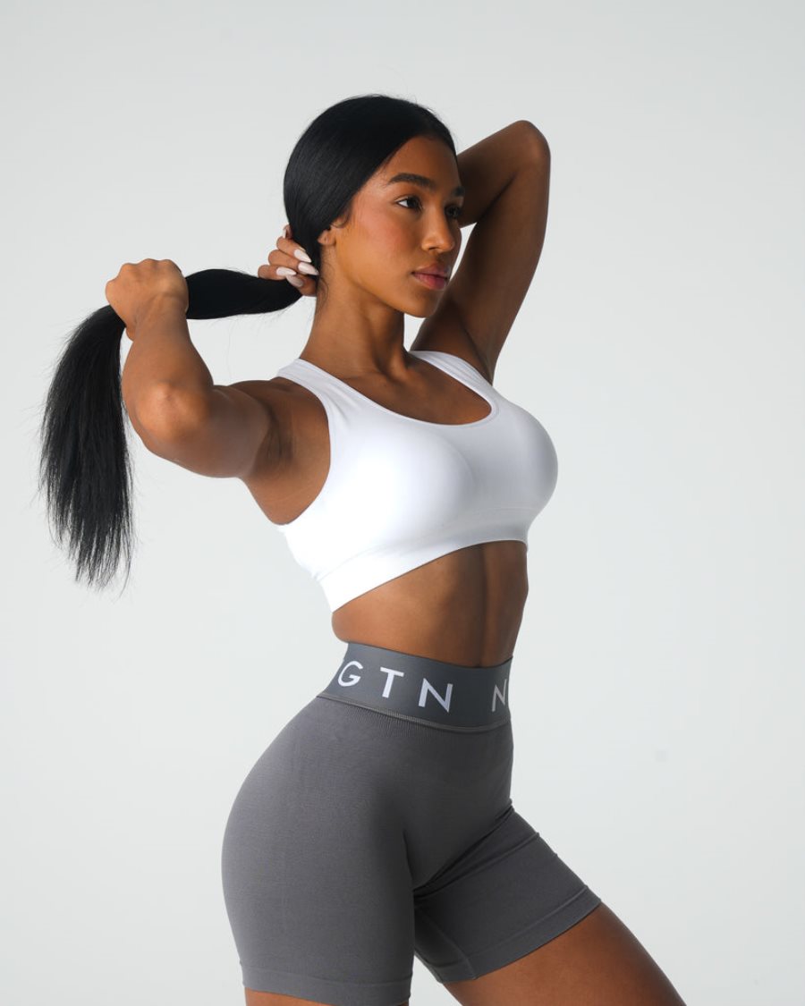 White Women's NVGTN Inspire Seamless Sports Bra Dubai | tGo0qnaT