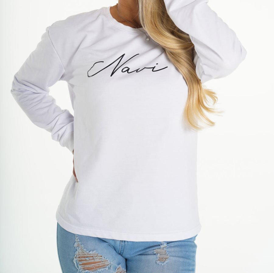 White Women's NVGTN Navi Crew Neck Tops Dubai | MjO98DCO